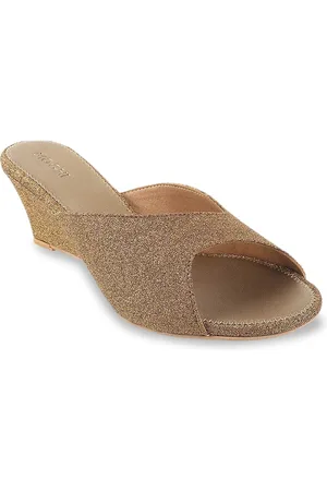 All Things Mochi Women Gold-Toned Embellished Wedges