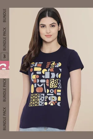 Fabflee Women Pack of 3 Printed Cotton T-shirts