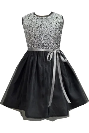 A.T.U.N. A T U N Girls Silver-Toned Embellished Net Dress