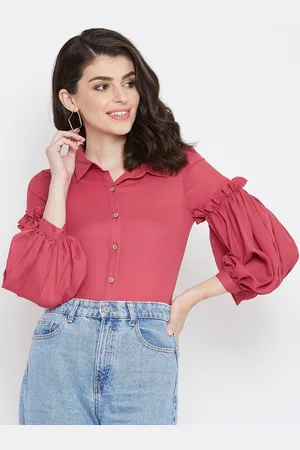 La Zoire Women Pink Regular Fit Solid Casual Shirt