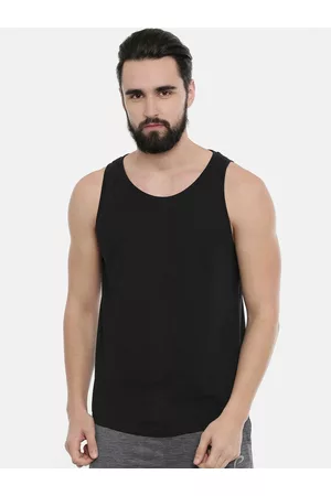 Bushirt Men Black Solid Round Neck Pure Cotton T-shirt