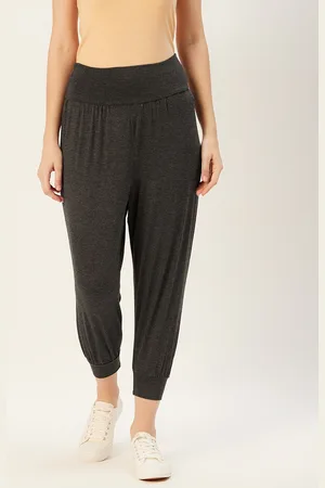 Sera Women Charcoal Grey Solid Cropped Joggers