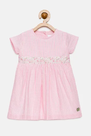 METRO KIDS COMPANY Girls Pink & White Checked Fit and Flare Dress