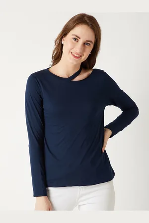 Miss Chase Women Navy Blue Solid Top
