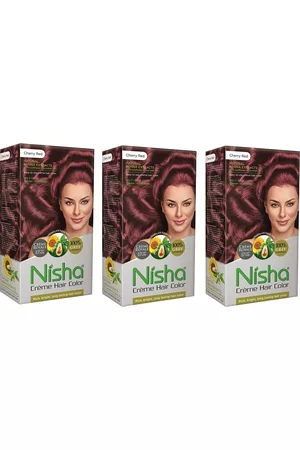 Nisha Unisex Red Pack of 3 Creme Hair Color 120gm each- Cherry Red