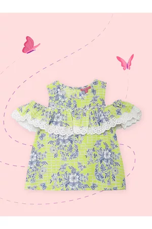 Biba Lime Green Floral Printed Top