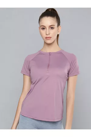 Fitkin Women Lavender Slim Fit T-shirt