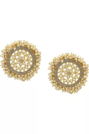 Asmitta Jewellery Grey & Gold-Toned Contemporary Studs Earrings