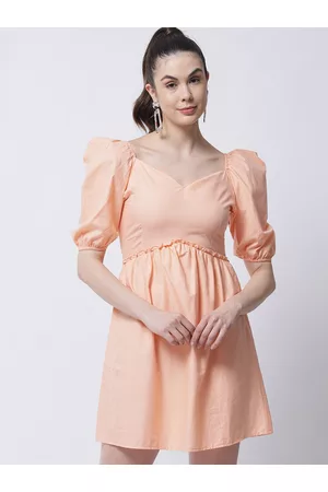 MARC LOUIS Women Peach-Coloured A-Line Dress