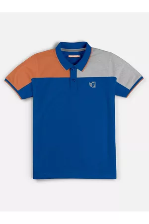 HELLCAT Boys Blue Polo Collar Bio Finish T-shirt