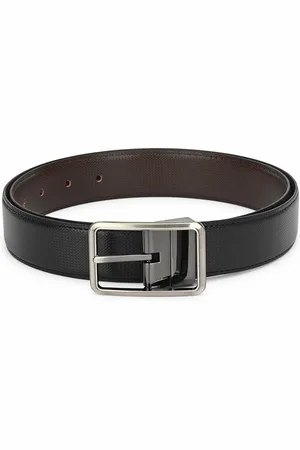 thickskin Men Black Textured PU Reversible Formal Belt