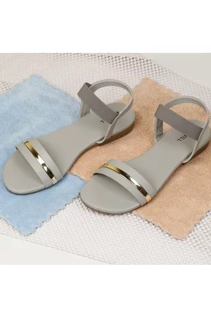 Denill Women Grey Open Toe Flats