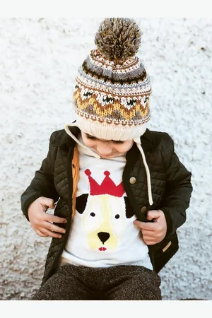 Cherry Crumble Unisex Kids Grey Printed Pullover Sweater