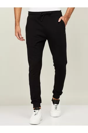 Lifestyle Men Black Solid Track Pants