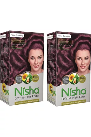 Nisha Unisex Burgundy Pack of 2 Creme Hair Color 120gm each- Wine Burgundy