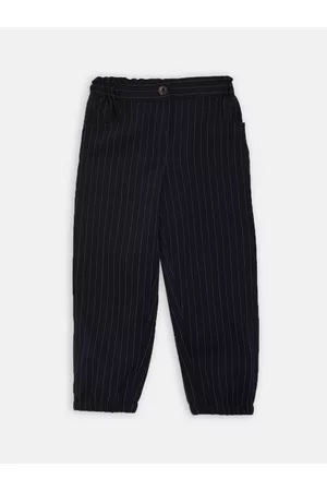 Blue Giraffe Girls Black & White Striped Straight-Fit Joggers