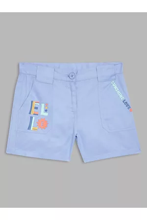 Elle Girls Blue Printed Shorts