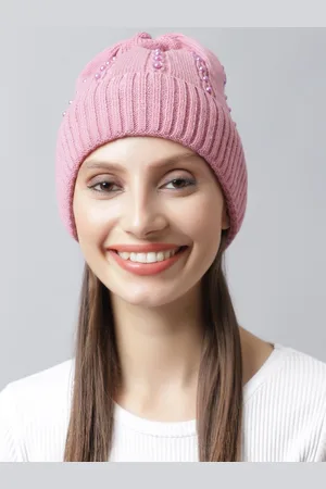 Loom Legacy Women Pink Embellished Acrylic Beanie