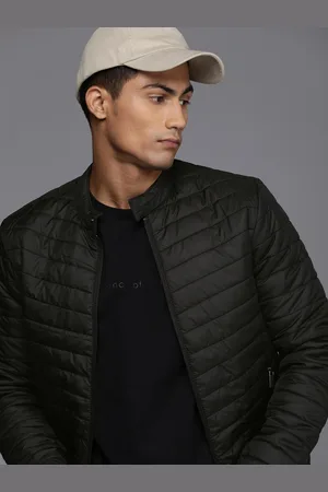 WROGN Men Black Striped Quilted Jacket