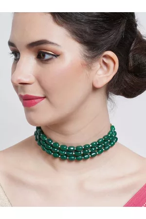 karatcart Green Pearl Beaded Choker Necklace