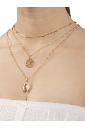 Shining Diva Women Gold-Plated Multi Layer Chain Necklace