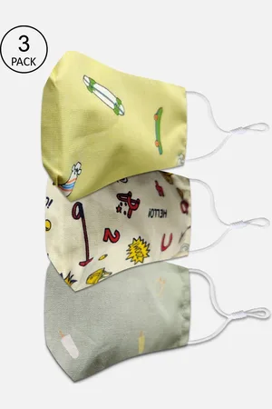 EL REGALO Kids Pack of 3 Printed 3-Ply Cotton Reusable Outdoor Cloth Masks