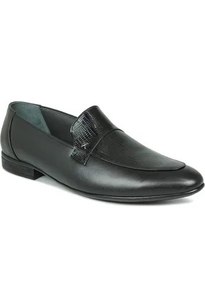 Inc 5 Men Black Solid Leather Formal Slip-On Shoes