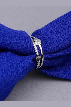 karatcart Silver-Toned Heart Design Elegant Austrian Crystal Adjustable Ring