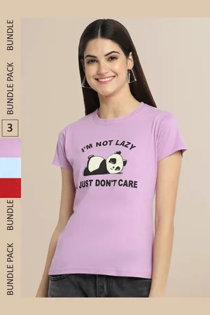 Fabflee Women Lavender & Blue Pack of 3 T-shirt