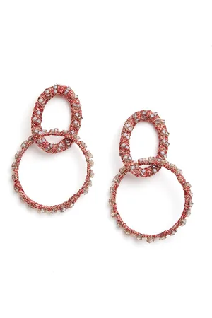 Blisscovered Maroon & Transparent Circular Drop Earrings