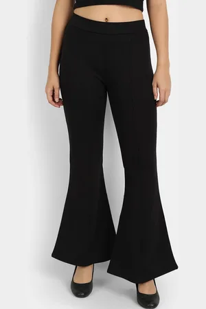 Broadstar Women Black Flared High-Rise Trousers