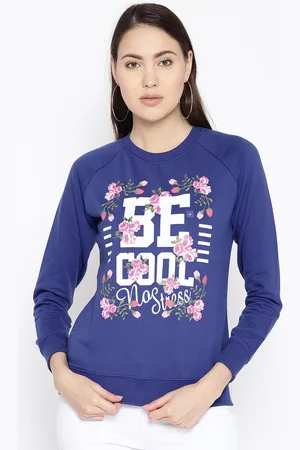 Cayman Women Blue & Off-White Printed Sweatshirt