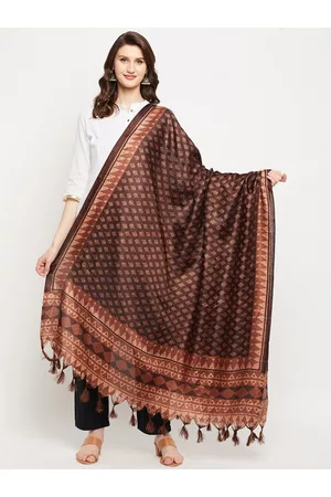 Clora Creation Brown Printed Dupatta