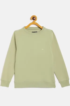 Crimsoune Club Girls Olive Green Solid Sweatshirt