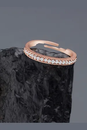 Ami Rose Gold-Plated & White CZ-Studded Contemporary Finger Ring