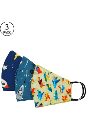 Tossido Kids Pack of 3 Pcs Multicoloured Reusable 3-Ply Protective Outdoor Masks