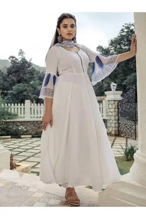 Ambraee Women White Ethnic Motifs Kurta with Churidar & With Dupatta
