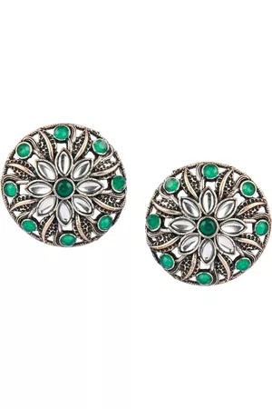 DESI COLOUR Silver-Toned Contemporary Studs Earrings
