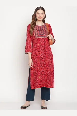 BE INDI Women Woven Yoke Design Straight Kurta with Trouser