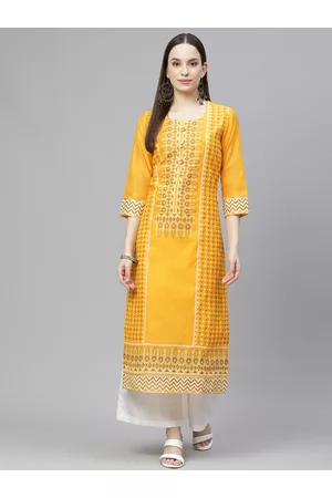 Tulsattva Women Yellow & White Ethnic Motifs Printed Kurta with Palazzos