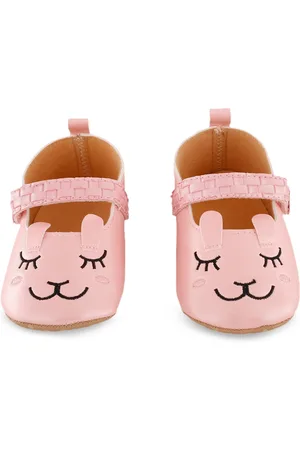 Baby Moo Infants Pink & Black Solid Booties