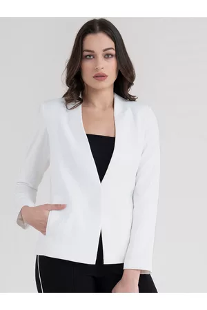 FableStreet Women White Open Front Blazer