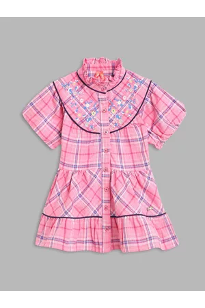 Blue Giraffe Pink Checked Shirt Dress