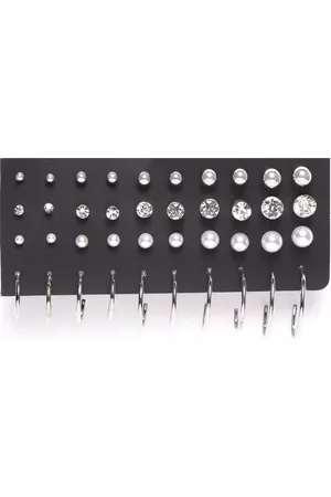 Jewels Galaxy Set of 20 Silver-Plated Stone-Studded Earrings