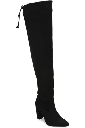 Truffle Collection Black Suede Block Heeled Boots with Tassels