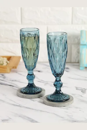 Krsnaa Mehta Blue Set of 2 Champagne Glasses 150 ml Each