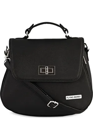 FLYING BERRY Black Solid Satchel