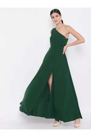 Berrylush Women Green Solid Maxi Dress