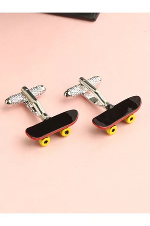 Alvaro Castagnino Black & Silver-Toned Quirky Cufflink