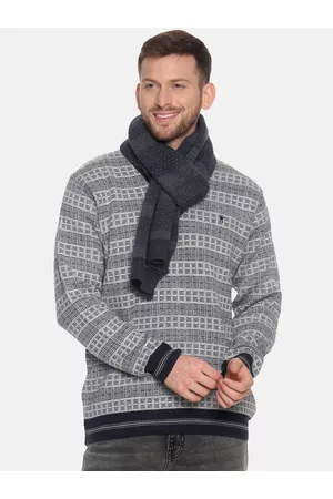 513 Clothing Men Navy Blue & Charcoal Grey Patterned Muffler